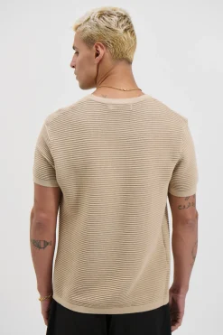 Horizontal Rib Knit Tee Oat
