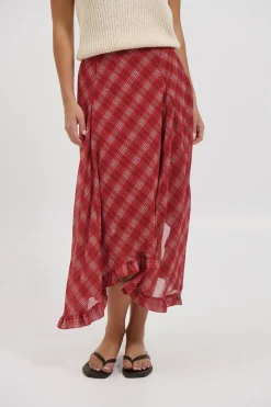 Iggy Midi Skirt Red