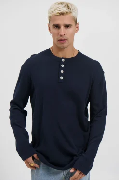 Jackson Fitted Henley Navy