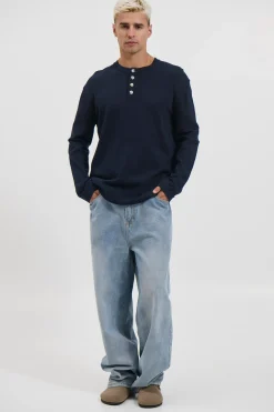 Jackson Fitted Henley Navy