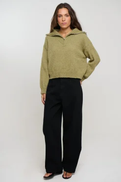 Jaidan Half Zip Jumper Moss