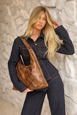 Jami Slouche Tote Tan Snake