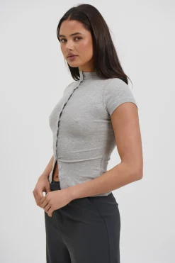 Jessica Button Up Top Grey