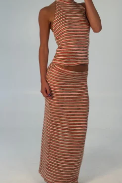 Jordy Maxi Skirt Orange Stripe