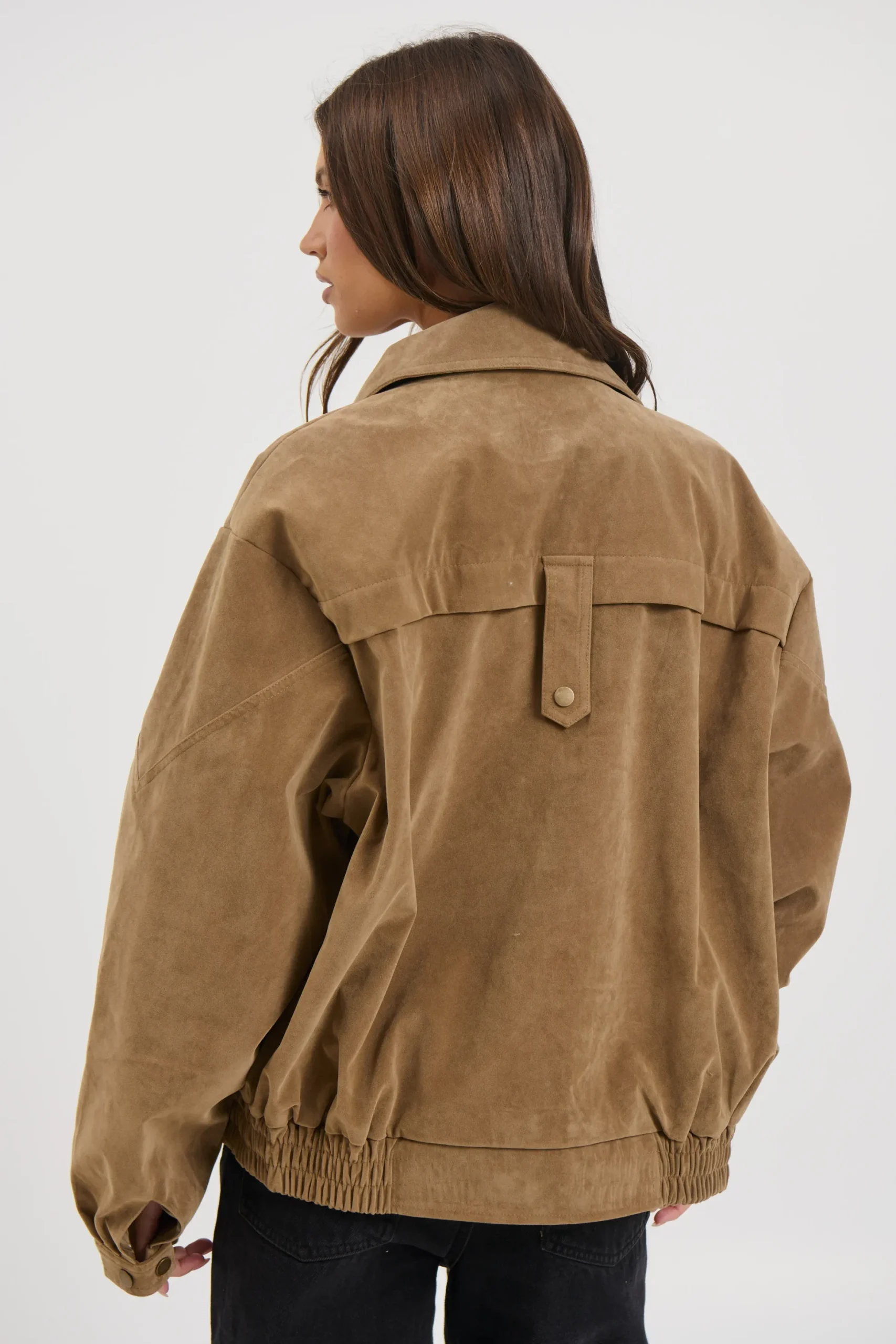 Jorja Suede Bomber Jacket Chocolate