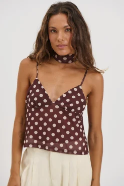 Kasia Polka Dot Top Chocolate