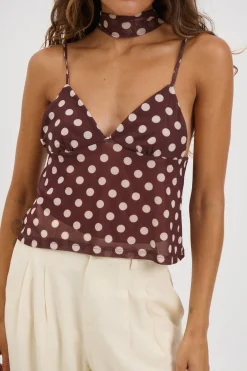Kasia Polka Dot Top Chocolate
