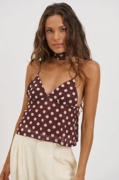 Kasia Polka Dot Top Chocolate