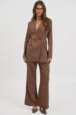 Kassandra Pinstripe Set Chocolate