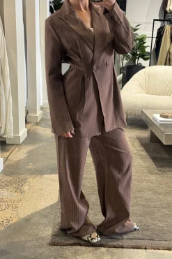 Kassandra Pinstripe Set Chocolate