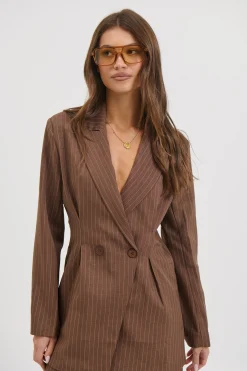 Kassandra Pinstripe Set Chocolate