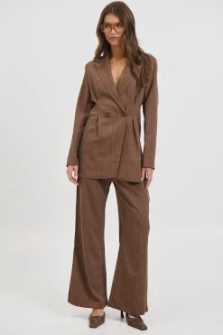 Kassandra Pinstripe Set Chocolate