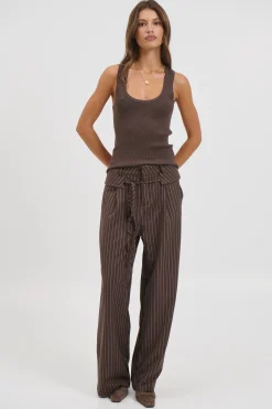 Kiara Pinstripe Pant Chocolate