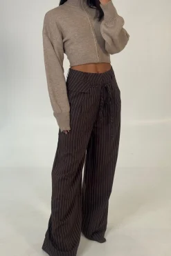 Kiara Pinstripe Pant Chocolate
