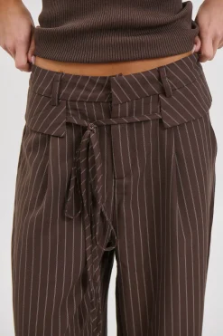 Kiara Pinstripe Pant Chocolate