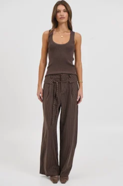 Kiara Pinstripe Pant Chocolate