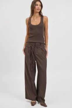 Kiara Pinstripe Pant Chocolate