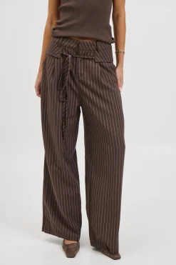 Kiara Pinstripe Pant Chocolate