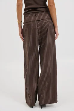 Kiara Pinstripe Pant Chocolate