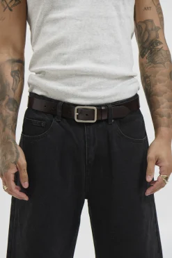 Leather Belt Wide Dark Brown