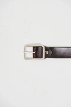 Leather Belt Wide Dark Brown