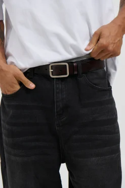 Leather Belt Wide Dark Brown