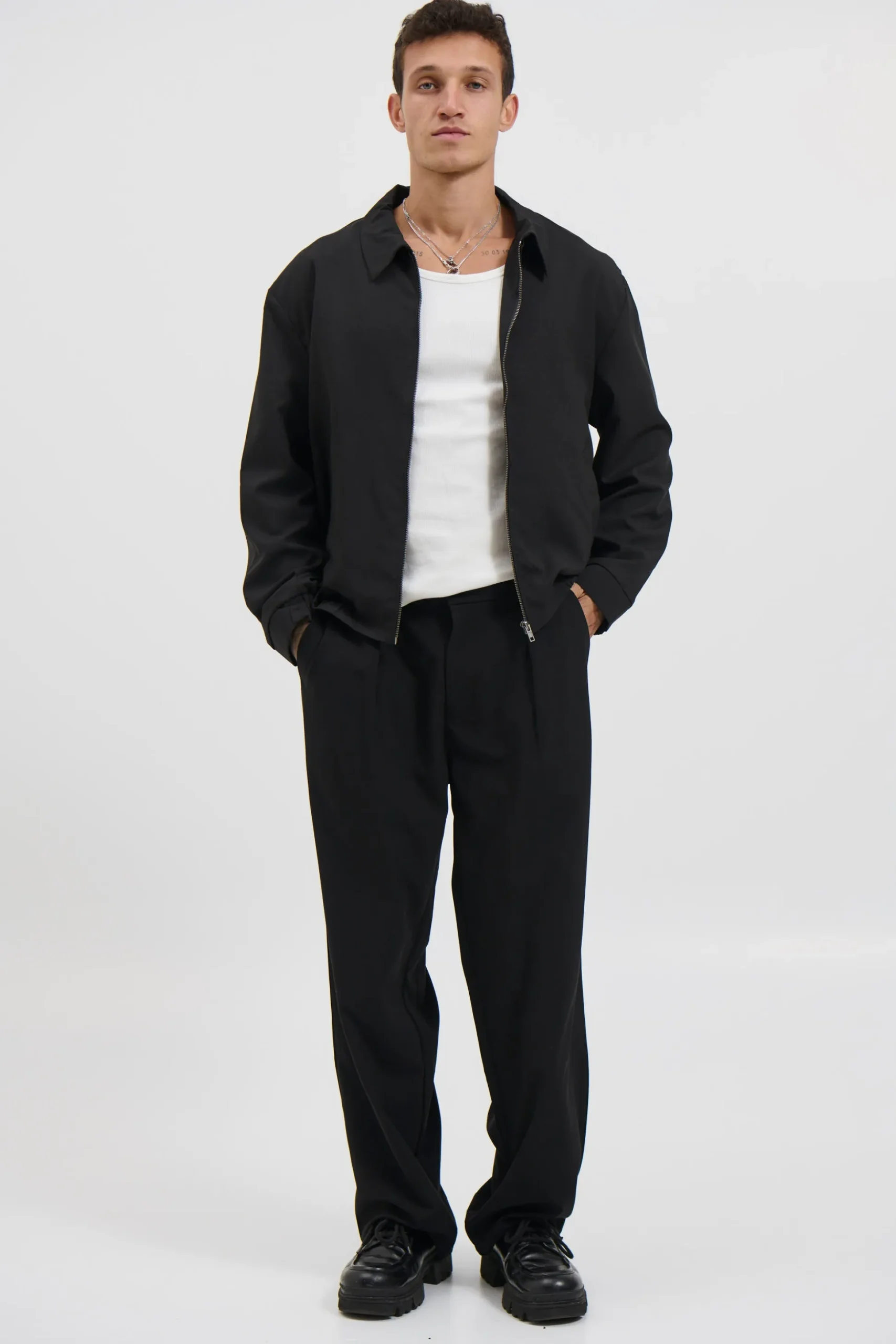 Lenny Pleat Straight Pant Black