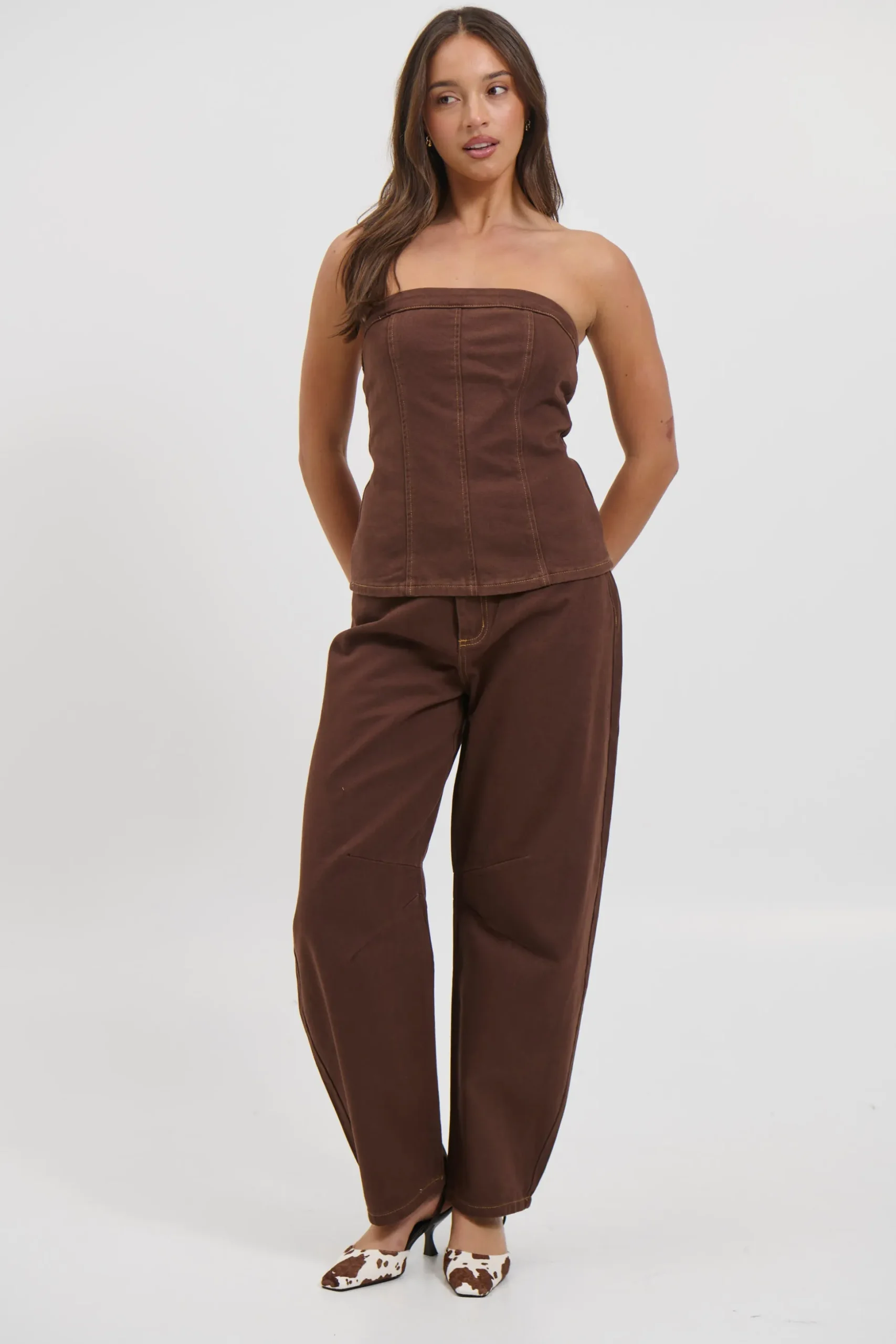 Lex Denim Corset Top Chocolate