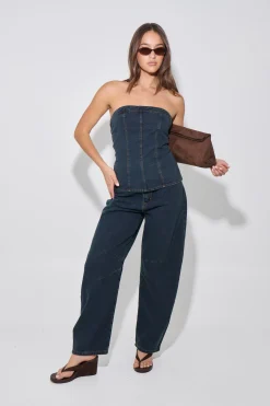 Lex Denim Corset Top Indigo