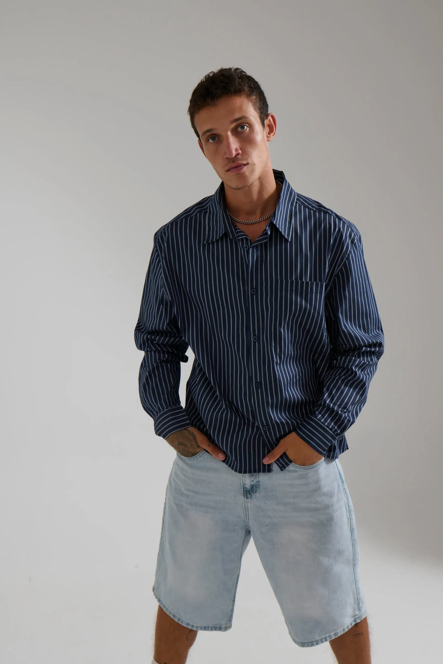 Long Sleeve Box Shirt Navy