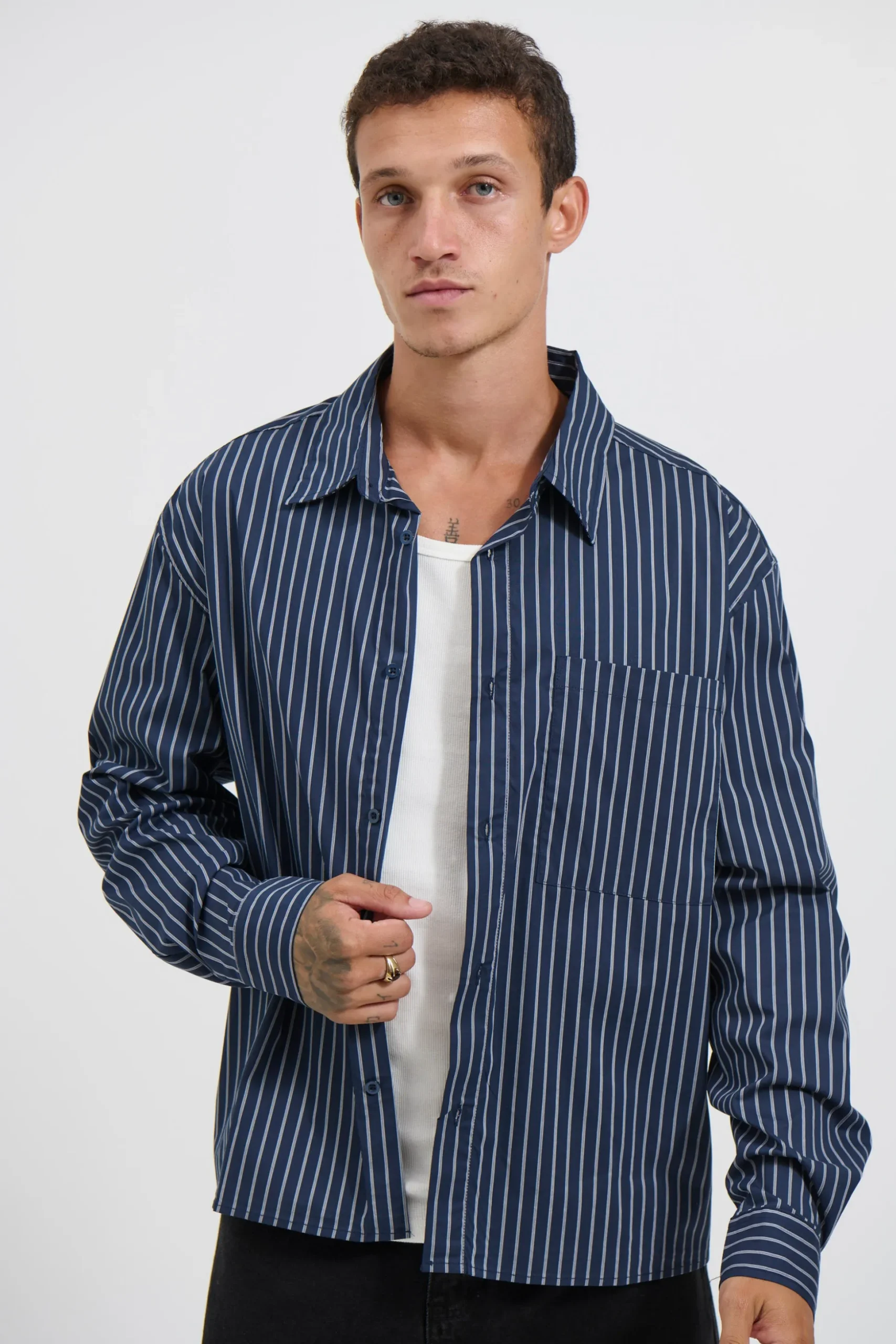 Long Sleeve Box Shirt Navy