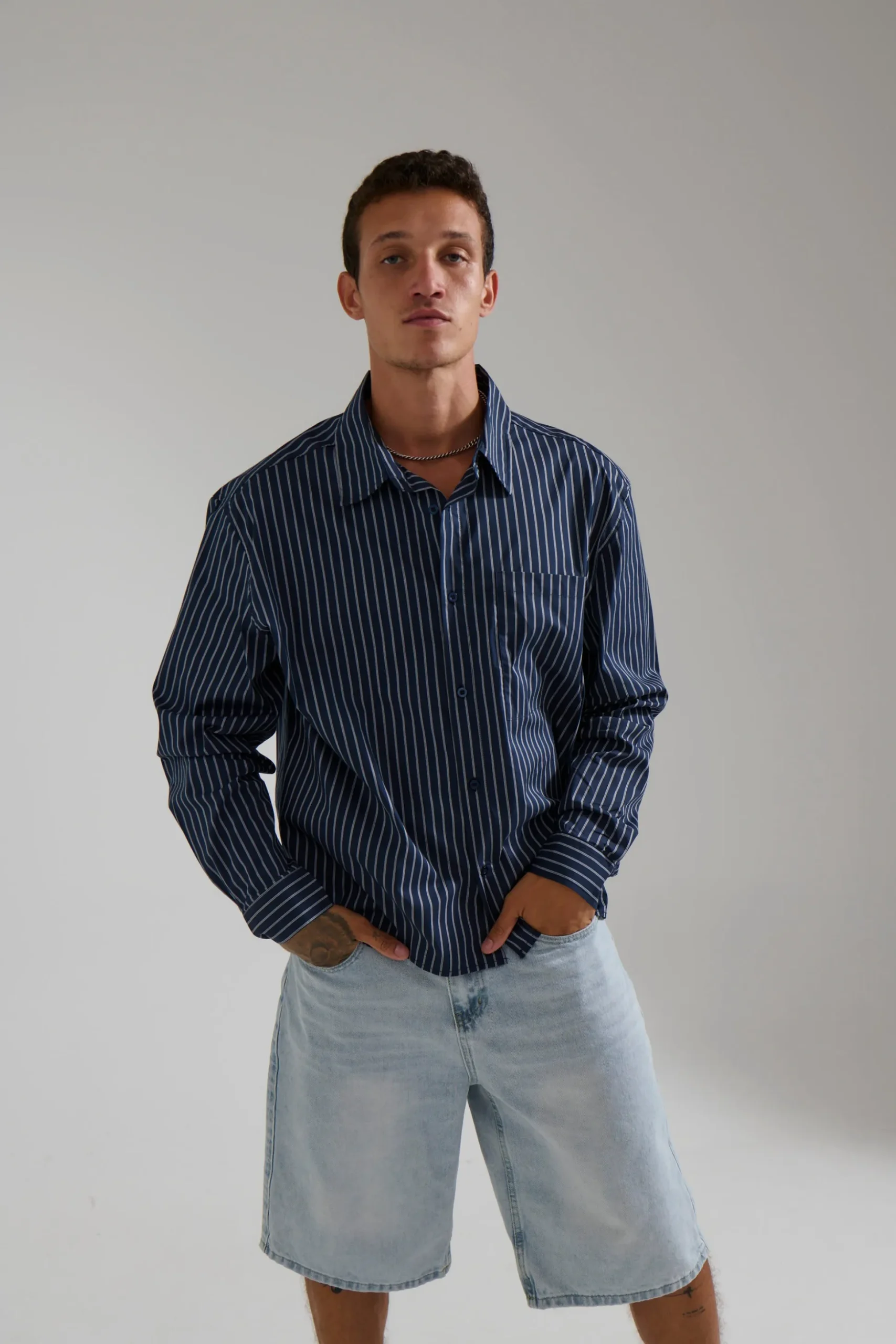 Long Sleeve Box Shirt Navy
