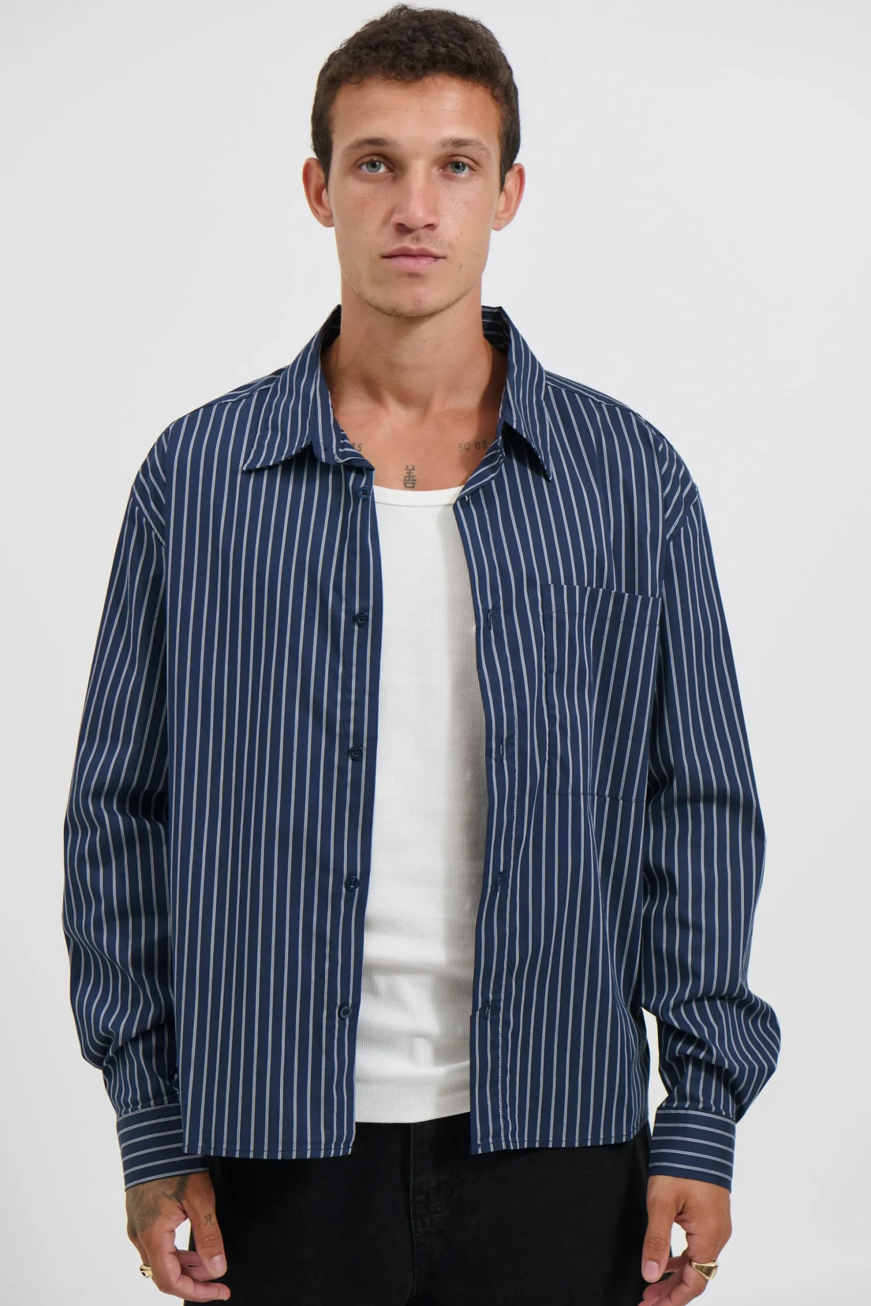 Long Sleeve Box Shirt Navy