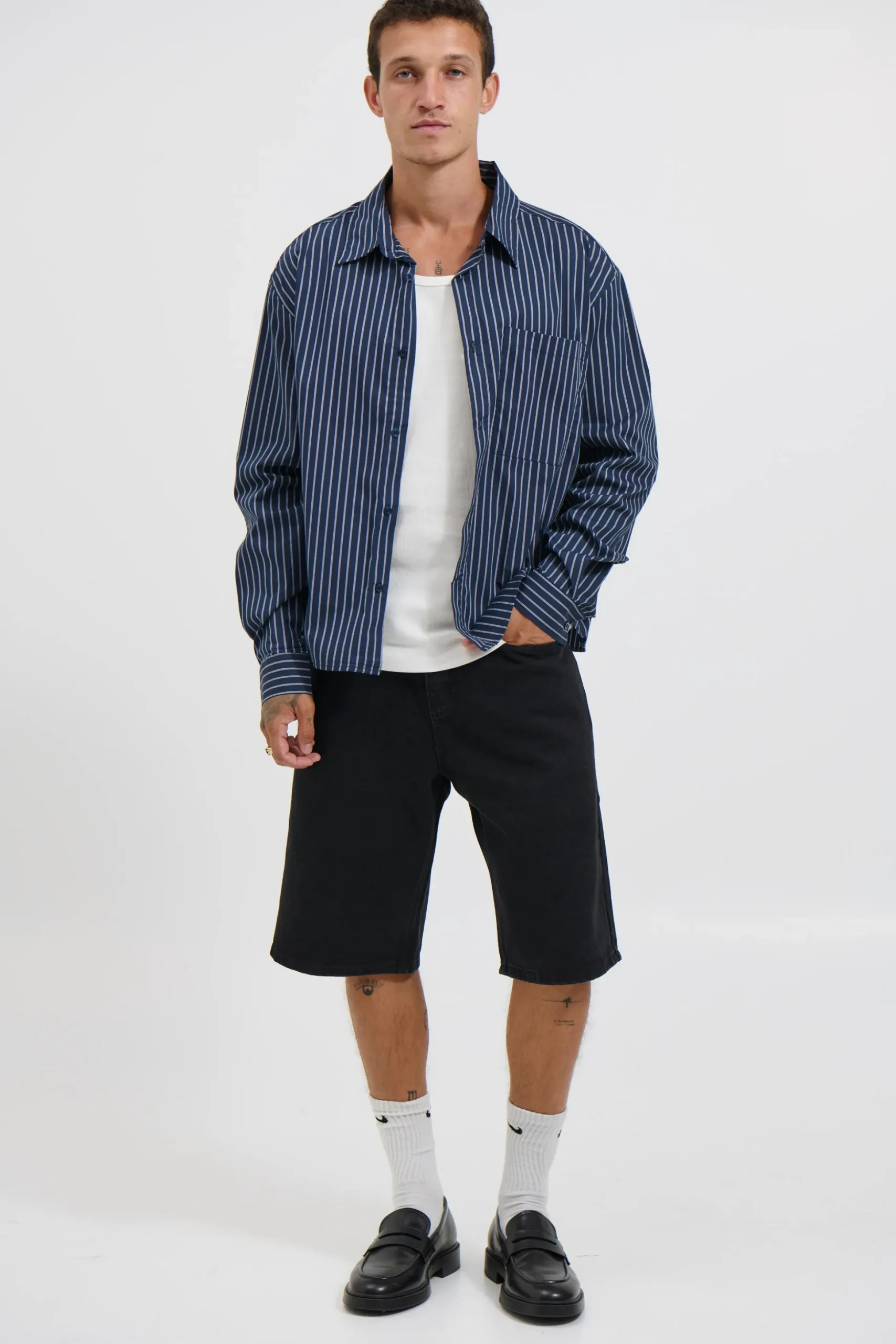 Long Sleeve Box Shirt Navy