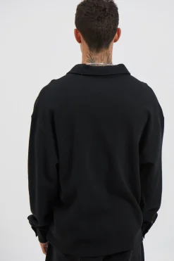 Long Sleeve Waffle Shirt Black