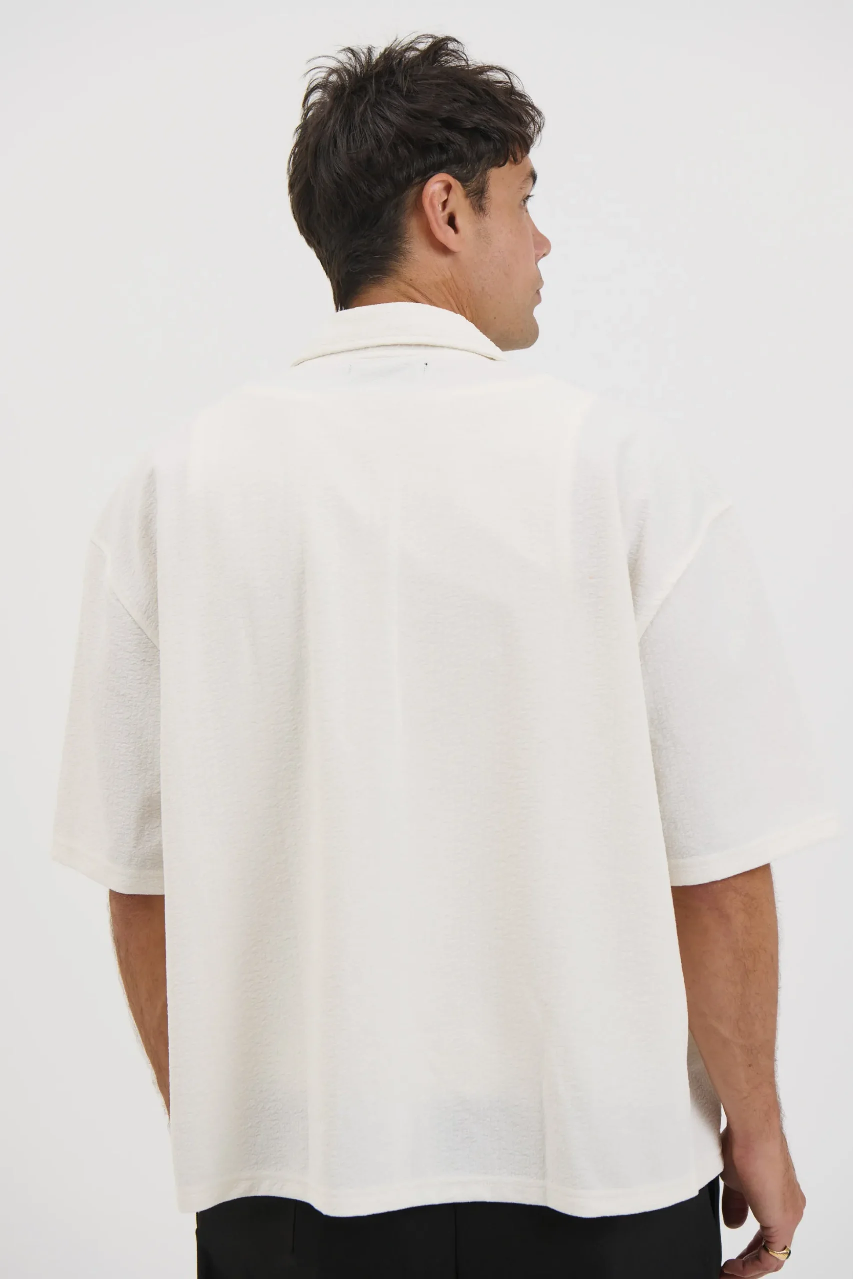 Lucas Drop Shirt Soft Texture White