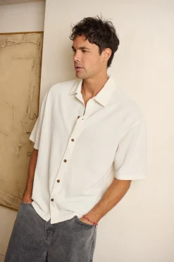 Lucas Drop Shirt Soft Texture White