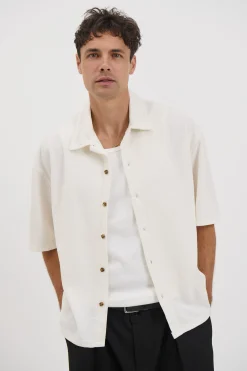 Lucas Drop Shirt Soft Texture White
