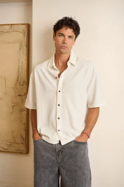 Lucas Drop Shirt Soft Texture White
