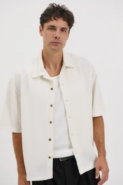 Lucas Drop Shirt Soft Texture White
