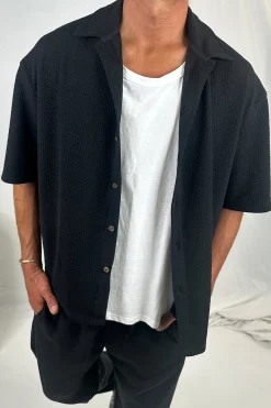 Lucas Drop Shirt Soft Texture Black