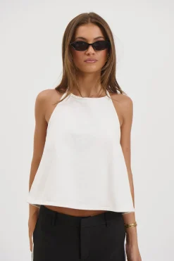 Lyra Denim Halter White