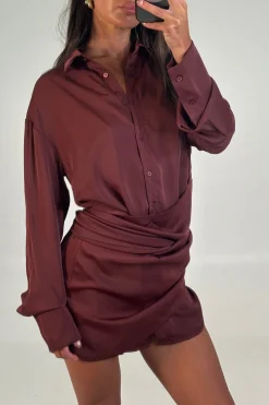 Mae Shirt Dress Wine