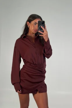 Mae Shirt Dress Wine