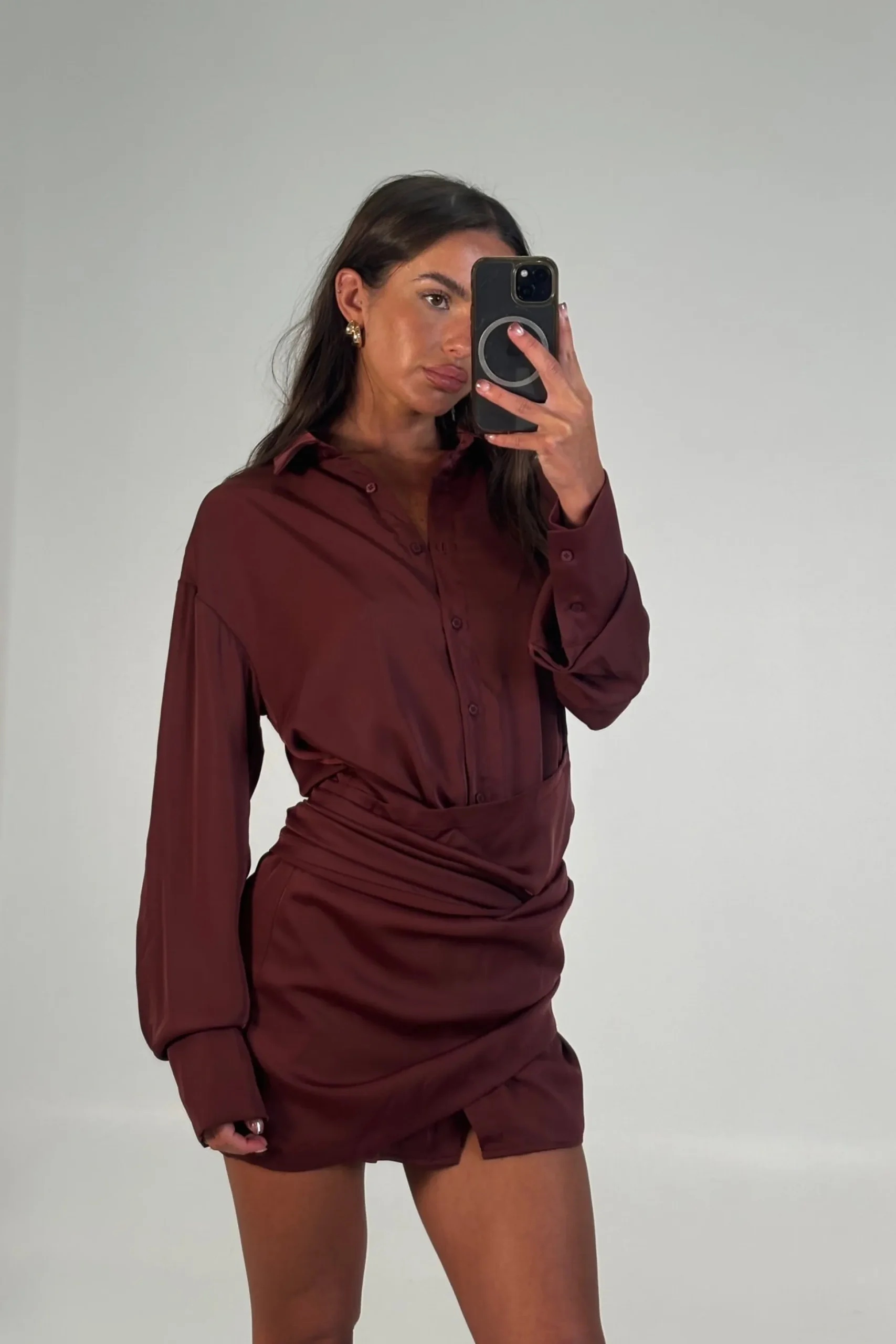 Mae Shirt Dress Wine