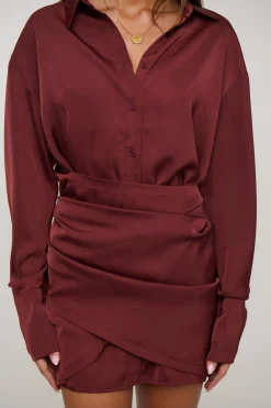 Mae Shirt Dress Wine