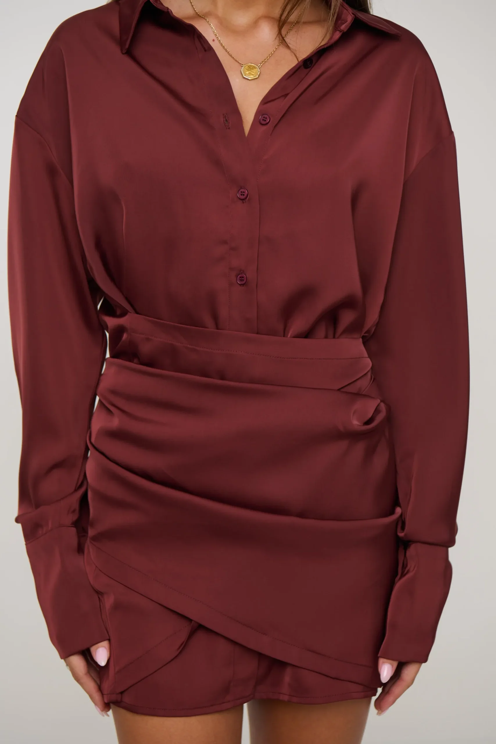 Mae Shirt Dress Wine