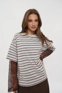 Micca Lace Tee Grey