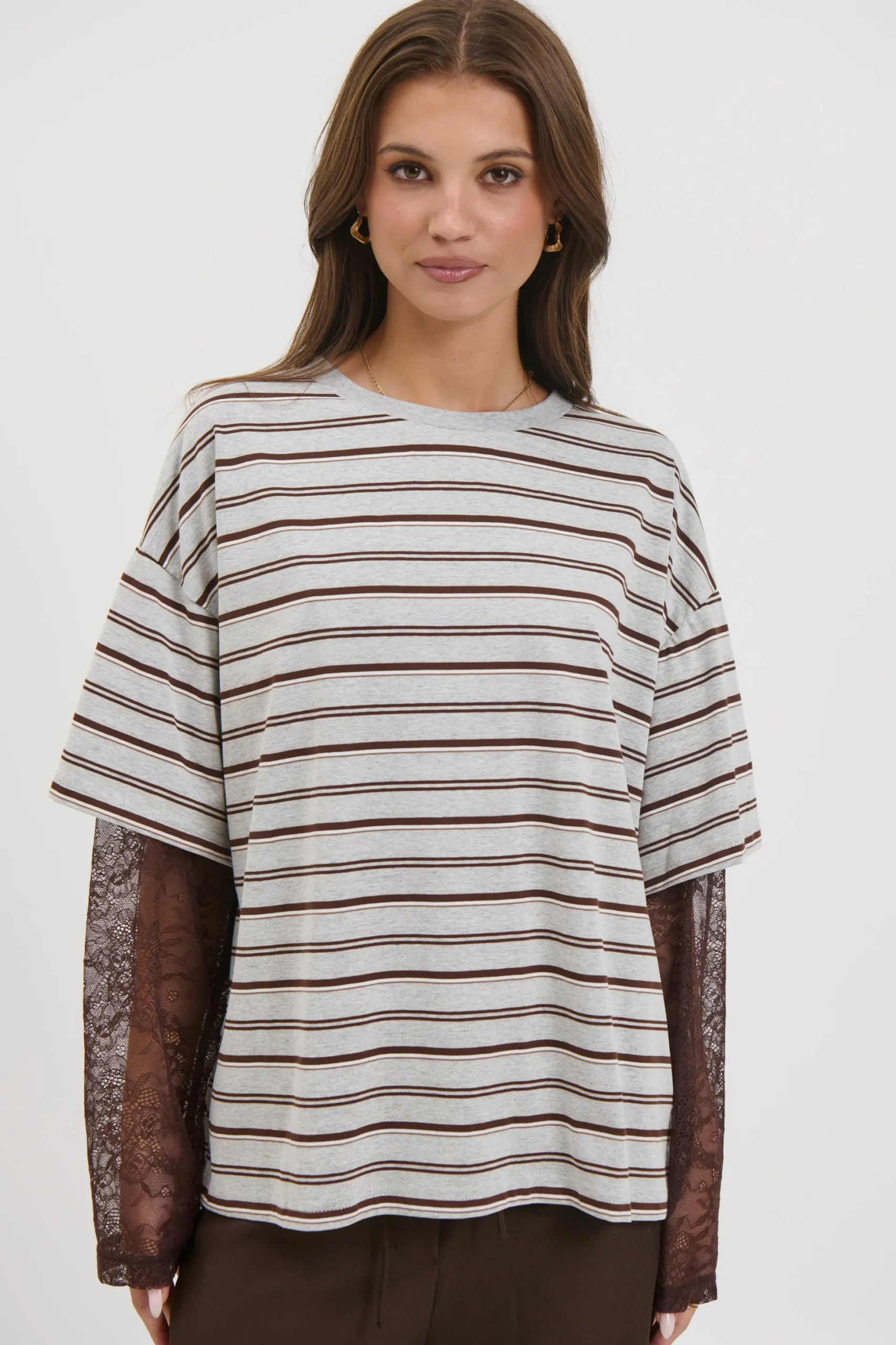 Micca Lace Tee Grey