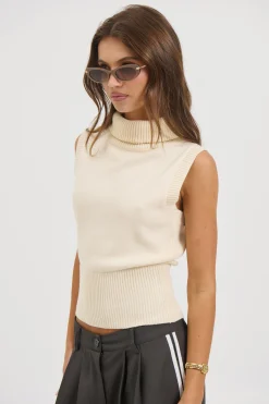 Michelle Turtle Neck Top White